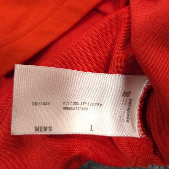 Patagonia Stretch Polo Shirt Mens Large Orange Johnny Collar Lightweight Casual - Picture 7 of 7